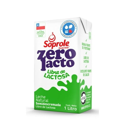 Leche Sin Lactosa Semidescremada Zerolacto 1 L Soprole