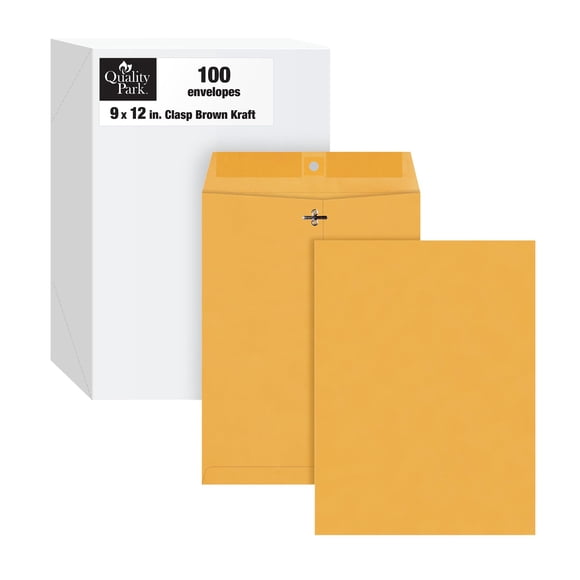Sobres con cierre Quality Park, 9 x 12 cm, 28 libras, papel kraft marrón, 100 unidades