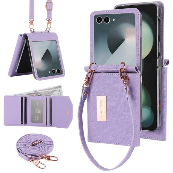 Funda Cartera XIMAND para Samsung Galaxy Z Flip 7 Morada