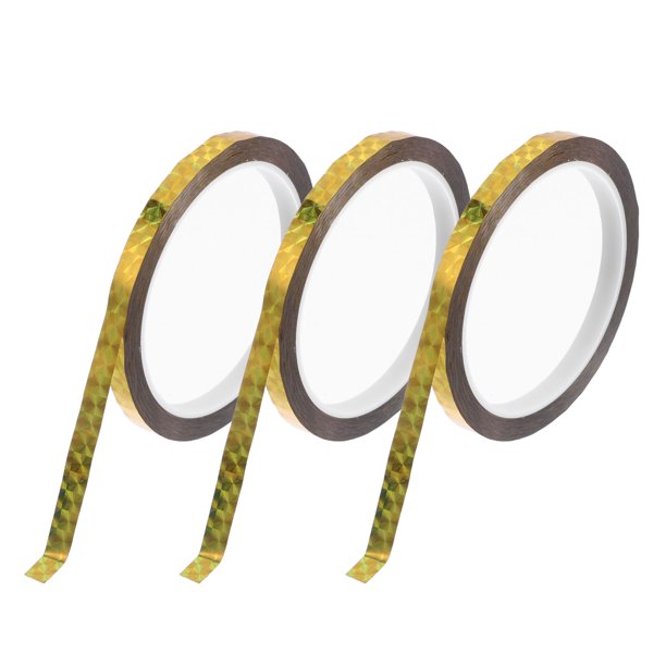 Cinta de Rayas Únicas 164.04ft x 0.31" Calcomanías de Rayas para Coche, Motocicleta y Barco, Pegatinas de Rayas de Carreras DIY Oro Láser 3 Piezas