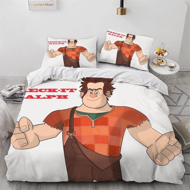 x398 Bed SheetsWreck-It Ralph Bedding Set ing Duvet Cover Anime Bedding Sets With pillowcase Children's Bedding Sets 3-Piece Bedding Set (1 Duvet Cover + 2 Pillow Shams) nj398