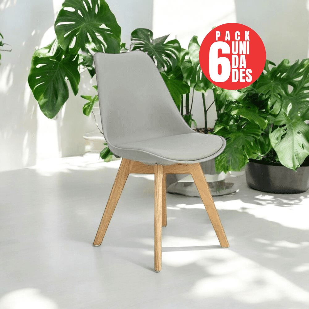 Tienda El Garage - Pack 6 Sillas Acolchadas Eames Gris