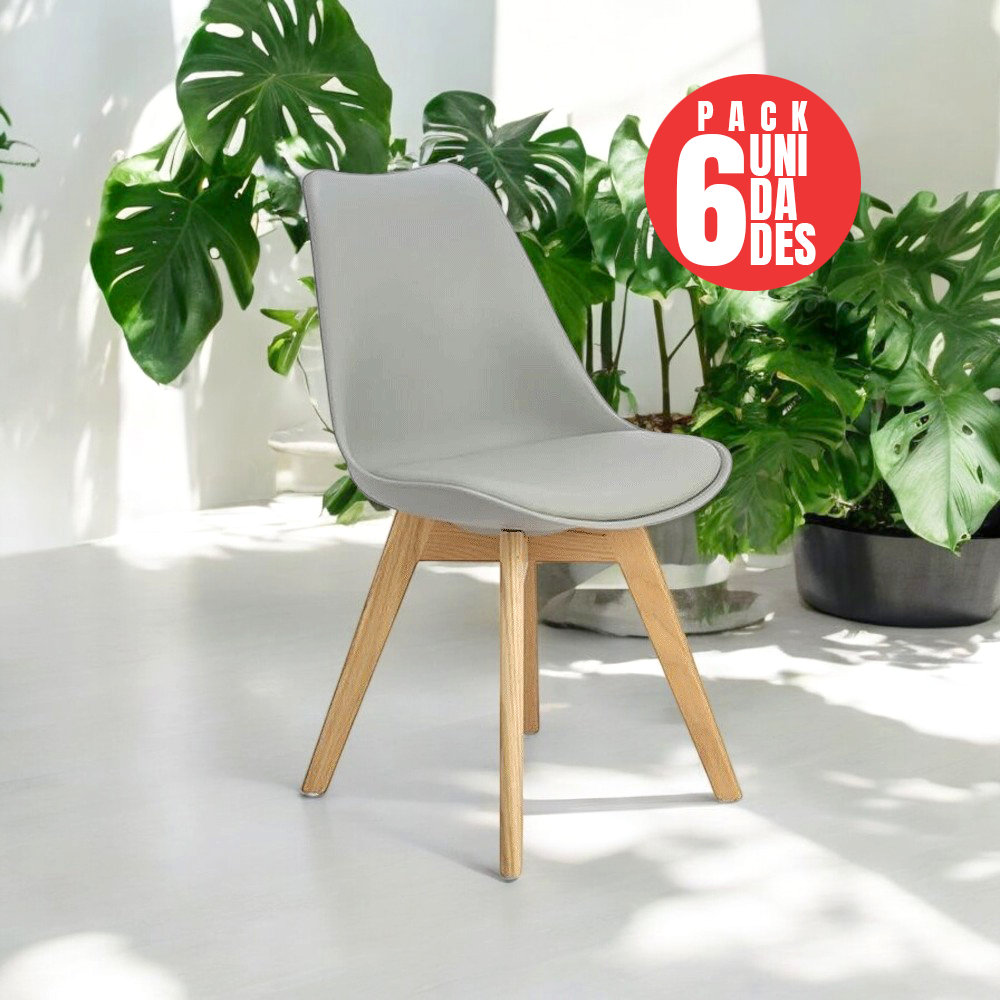 Tienda El Garage - Pack 6 Sillas Acolchadas Eames Gris