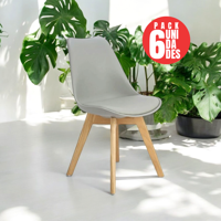 Tienda El Garage - Pack 6 Sillas Acolchadas Eames Gris