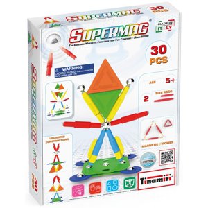 Juego De Construcción Magnético De Juguete Tinamiri Supermag 30 Piezas