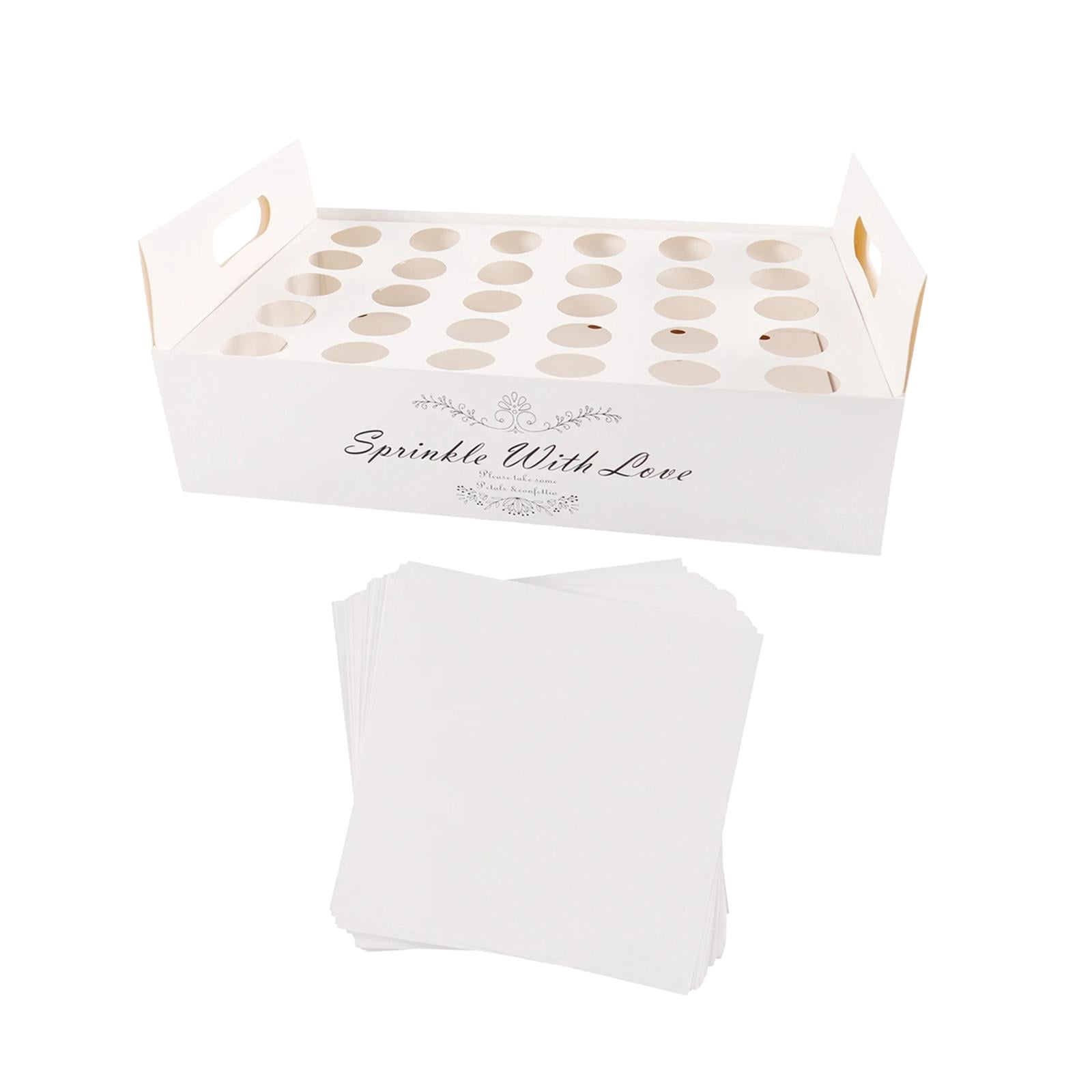 Magideal - Conos De Confeti Y Caja De Soporte, Bandeja Decorativa, Pétalos De Flores Secas, Conos De Confeti, Caja De Conos De Papel Para El Día De San Valentín 30 Hoyos Blanco