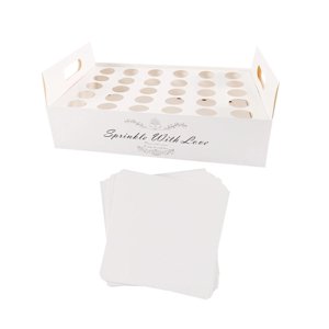 Magideal - Conos De Confeti Y Caja De Soporte, Bandeja Decorativa, Pétalos De Flores Secas, Conos De Confeti, Caja De Conos De Papel Para El Día De San Valentín 30 Hoyos Blanco