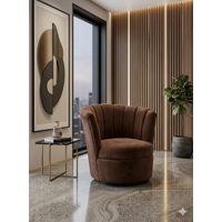Muebles New - Sitial Flor Giratorio Chocolate Felpa