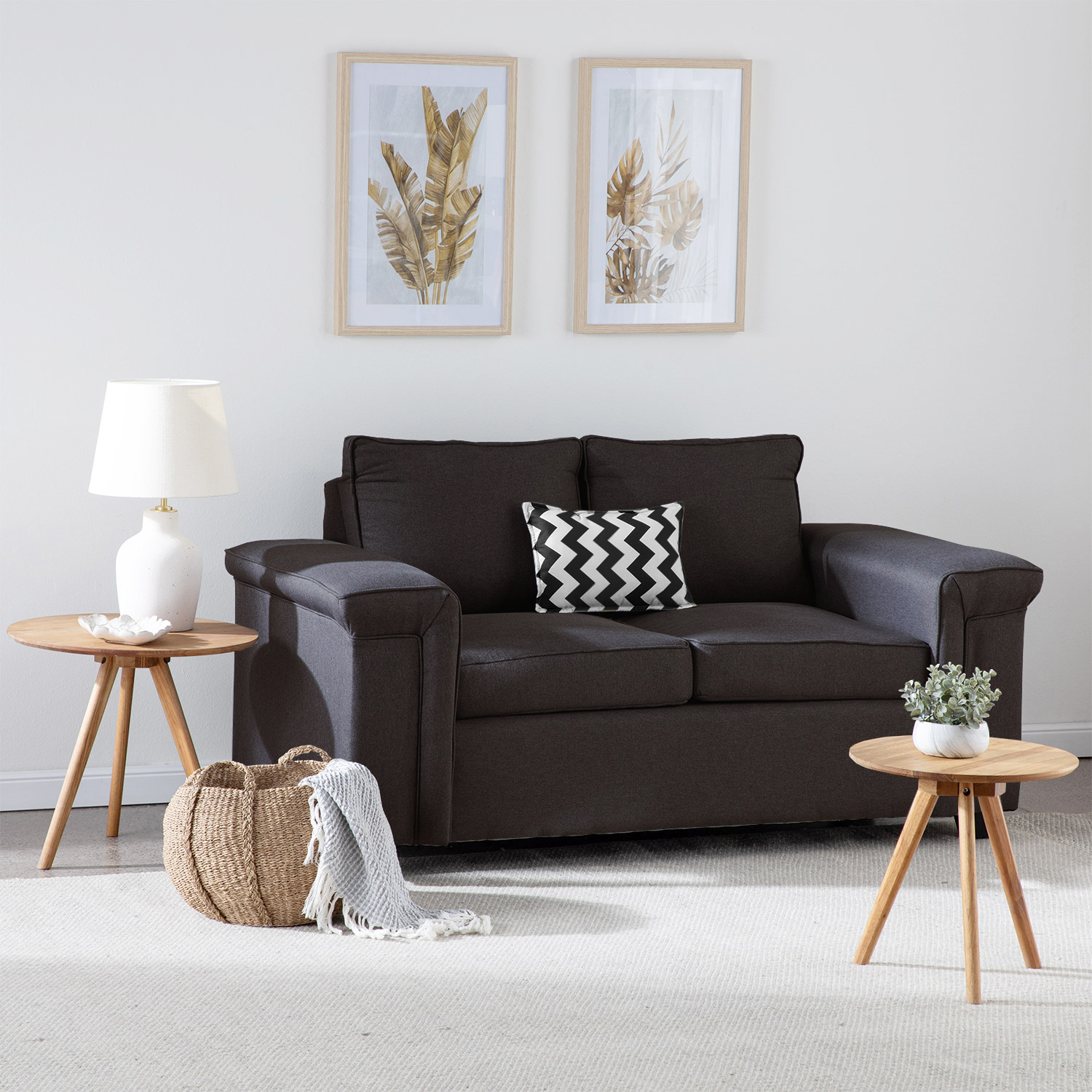 Muebles Cottoni - Sofá 2 Cuerpos Sicilia Tela Chocolate