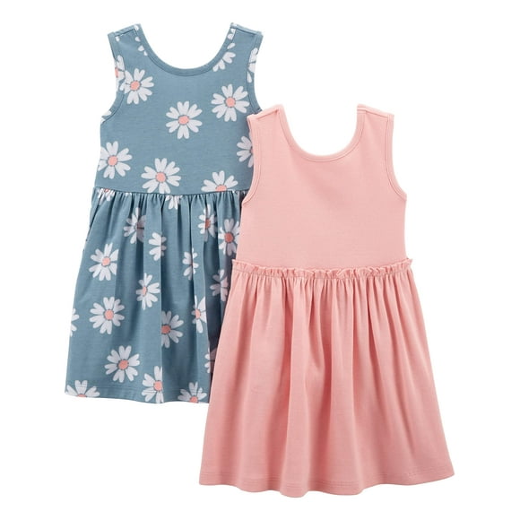 Conjunto de vestido Simple Joys by Carter's Girls 3T Dusty Blue Floral/Pink