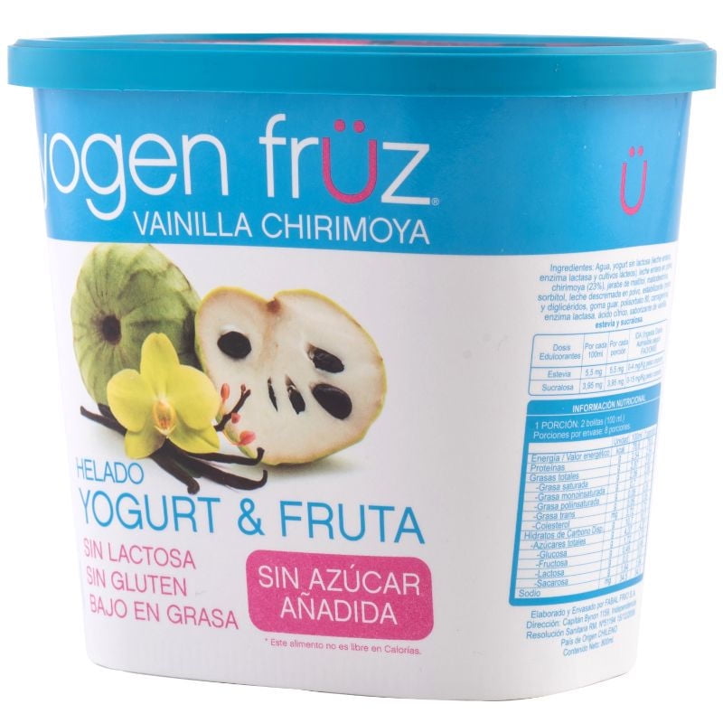 Helado De Yogurt Y Fruta Vainilla - Chirimoya Pote 800 ml Yogen Früz