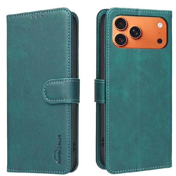 Funda Billetera para iPhone 17 Pro Protección RFID y Soporte Ajustable Verde