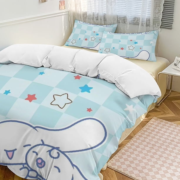 Cinnamoroll 3-Piece Twin Bed Set - Includes 1 Single Comforter And 2 Pillowcases Bedding - Fade Resistant Microfiber - Cinnamoroll