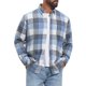 thumbnail image 5 of INSPIRE CHIC Camisa de Franela a Cuadros Retro de Manga Larga Casual de Algodón Cepillado para Hombre S Azul Gris, 5 of 6
