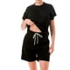 thumbnail image 5 of Saronite Conjunto de Camiseta y Shorts Monocromáticos de Manga Corta con Cuello Redondo de Algodón, Color Gris Claro (para Mujer), 5 of 5