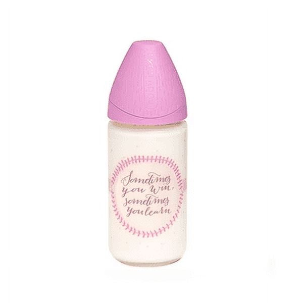 Suavinex - Mamadera De Vidrio Meaningful Lila De 240ml Con Tetina Redonda De Silicona Flujo Variable +0 Meses