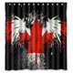 thumbnail image 1 of Cortina de ducha con diseño de hojas de arce rojas y bandera canadiense, con ganchos, tamaño 66 x 72 pulgadas, 1 of 3