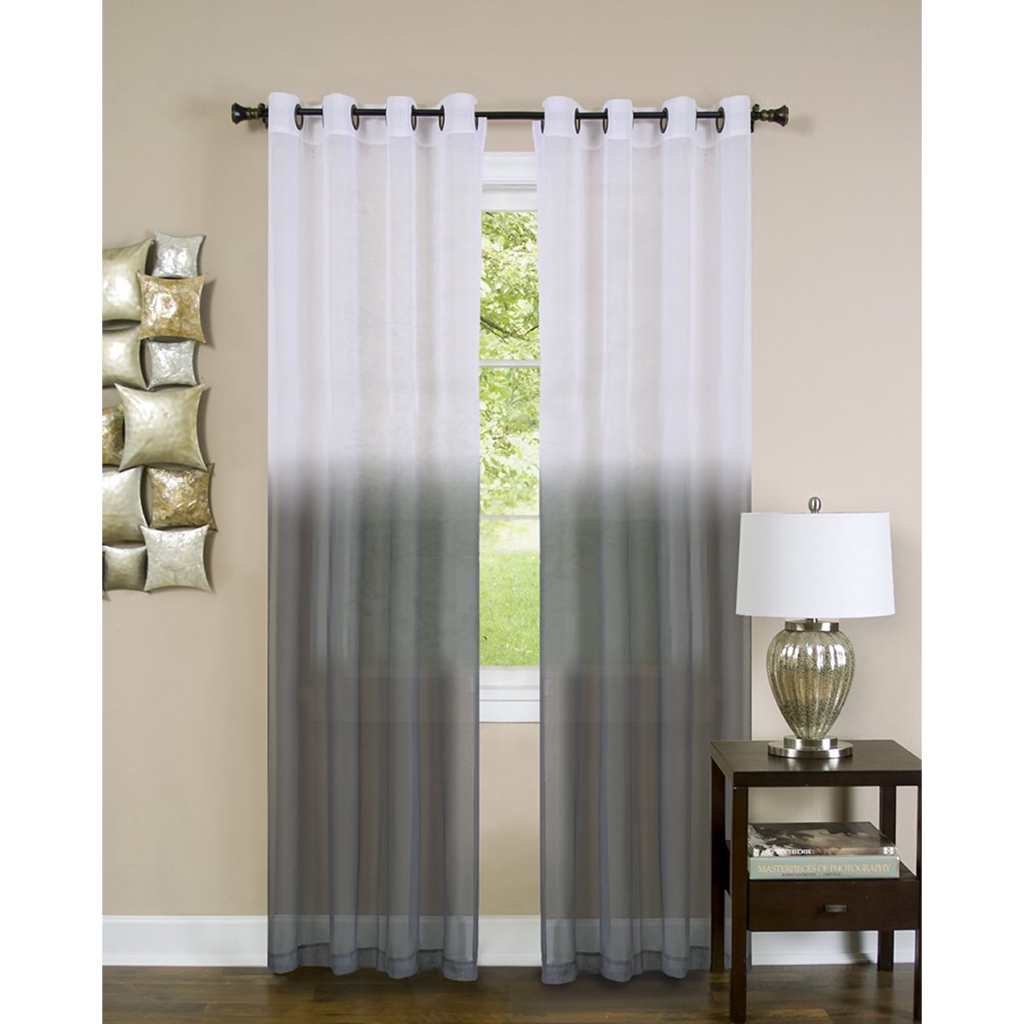 Cortina Achim Home Furnishings Essense Con Ojales, Color Carbón, 132 X 213 Cm