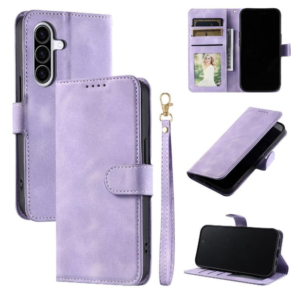 Funda Cartera para Samsung Galaxy A26 5G Tapa con Ranuras, Soporte y Correa Morado