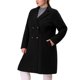 thumbnail image 4 of Abrigos largos de mujer talla grande Agnes Orinda con solapa con muescas, doble botonadura, abrigo de invierno con bolsillos 2X negro, 4 of 6