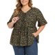 thumbnail image 1 of GRACE & GRANDEUR Blusa de Mujer Talla Grande con Estampado Floral Ditsy, Lazo Frontal, Cuello en V, Manga con Volantes, Top Peplum, Blusa Babydoll de Verano 4X Negro, 1 of 6