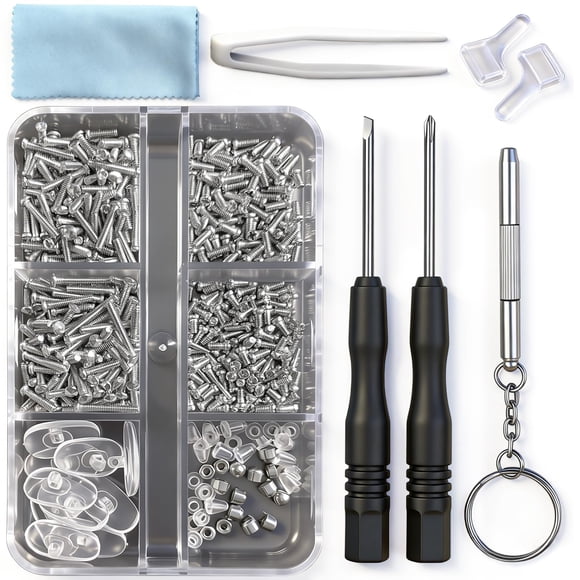 Kit de reparación de lentes PTSLKHN con 15 tipos de tornillos