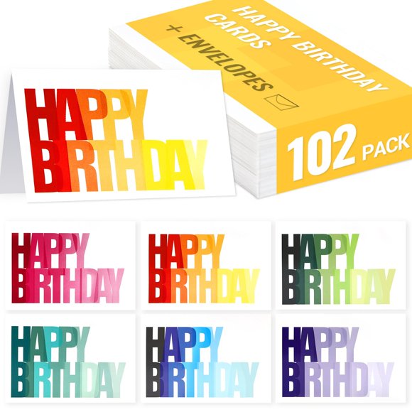 Tarjetas de cumpleaños XXINMOH paquete de 102 unidades 4x6 pulgadas en blanco