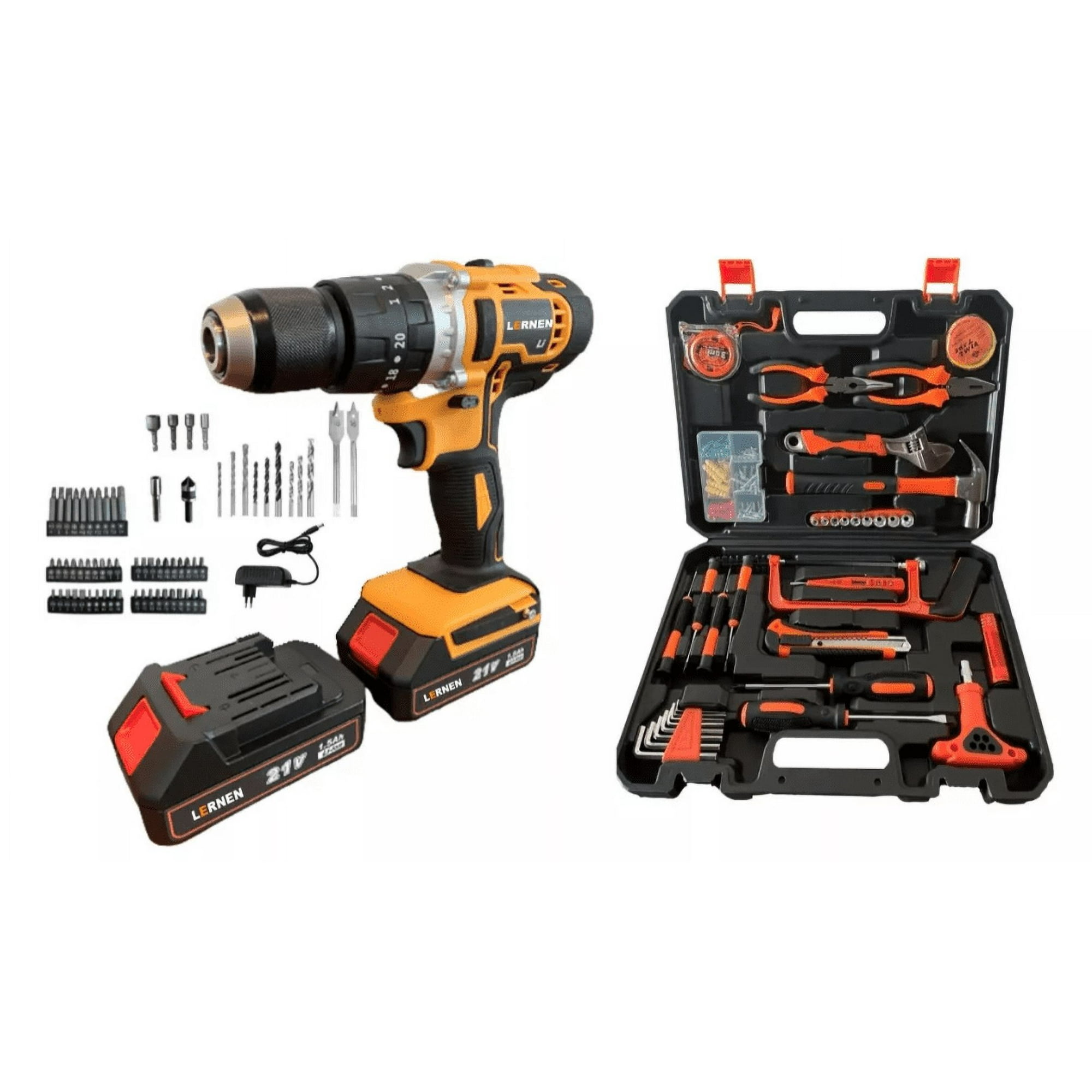 Lernen - Pack Taladro Inalámbrico Percutor 13 Mm + 2 Baterías + Set 150 Herramientas