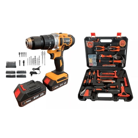 Lernen - Pack Taladro Inalámbrico Percutor 13 Mm + 2 Baterías + Set 150 Herramientas