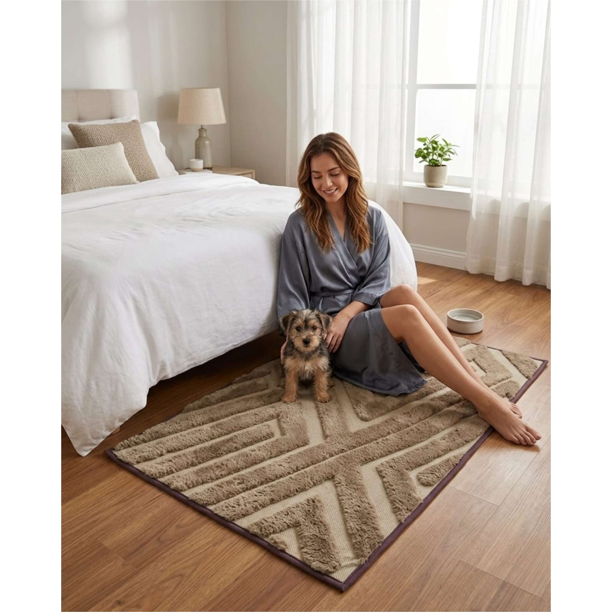 Mylhogar - Bajada De Cama Moderna 50x80cm Diseño Jacquard