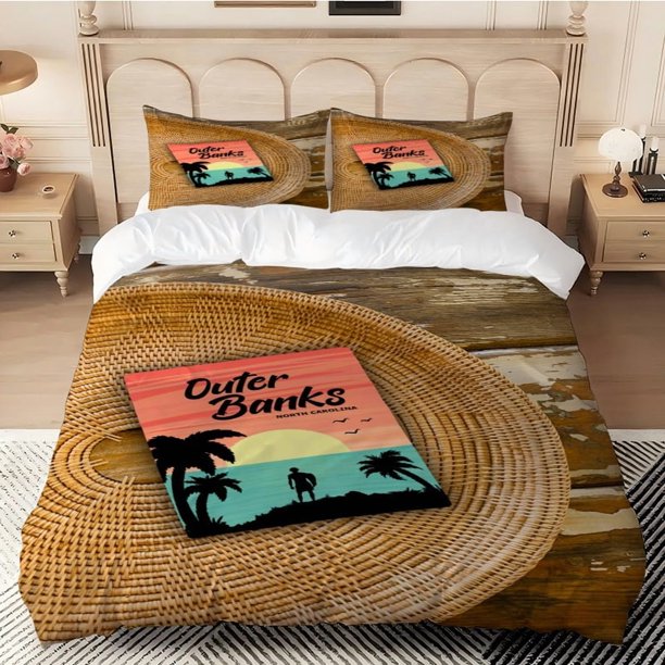 3pcs Bund Sunset Palm Silhouette Postcard Theme Digital Print Three-Piece Set