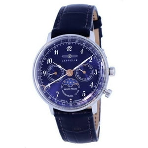 Reloj Zeppelin Lz129 Hindenburg Moonphase Blue Dial Quartz 7037-3 70373 Women'S Watch