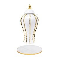 Bothyi - Florero De Cerámica Arreglo Floral Coleccionable Escritorio Porcelana Ginger Jar S Oro