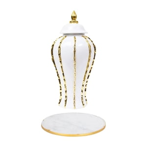 Bothyi - Florero De Cerámica Arreglo Floral Coleccionable Escritorio Porcelana Ginger Jar S Oro