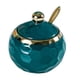 thumbnail image 5 of Azucarero de cerámica, recipiente para sal, caja moderna, caja de cocina, bote para condimentos, tarro para condimentos para encimera de cocina casera Redondo Verde Oscuro, 5 of 5