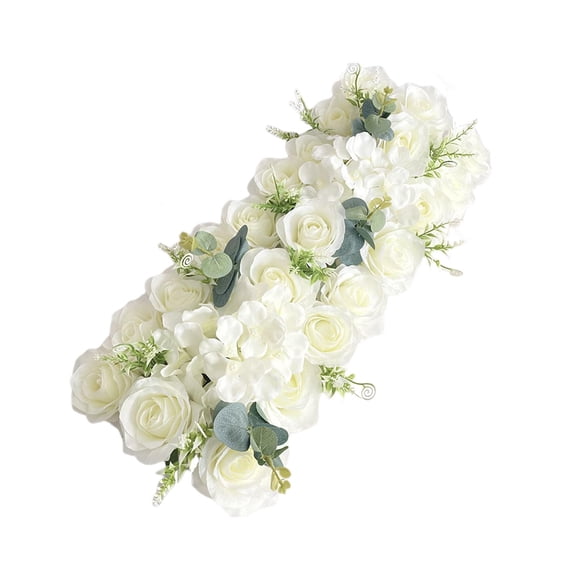 Fila de flores de boda, peonías de rosa de seda, arco de boda artificial, suministros de arreglo de flores para bricolaje, escenario de boda, fondo, , Estilo blanco 2