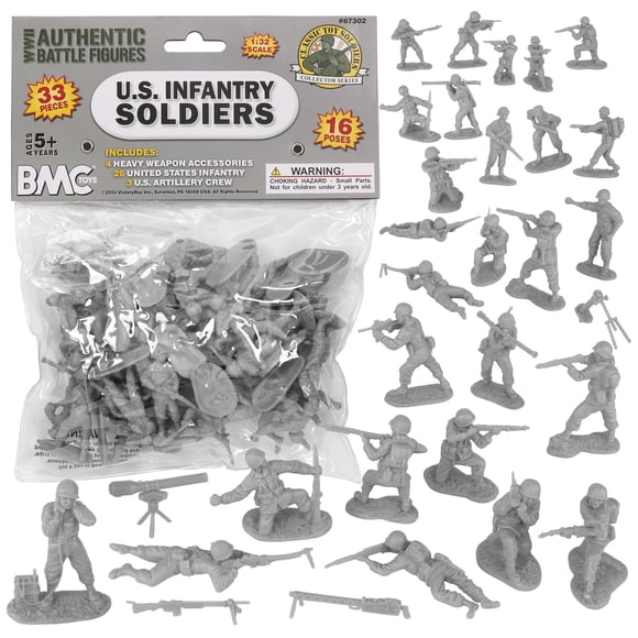 Toy Soldiers BMC CTS WW2 US Infantry 1:32 — 33 unidades, gris