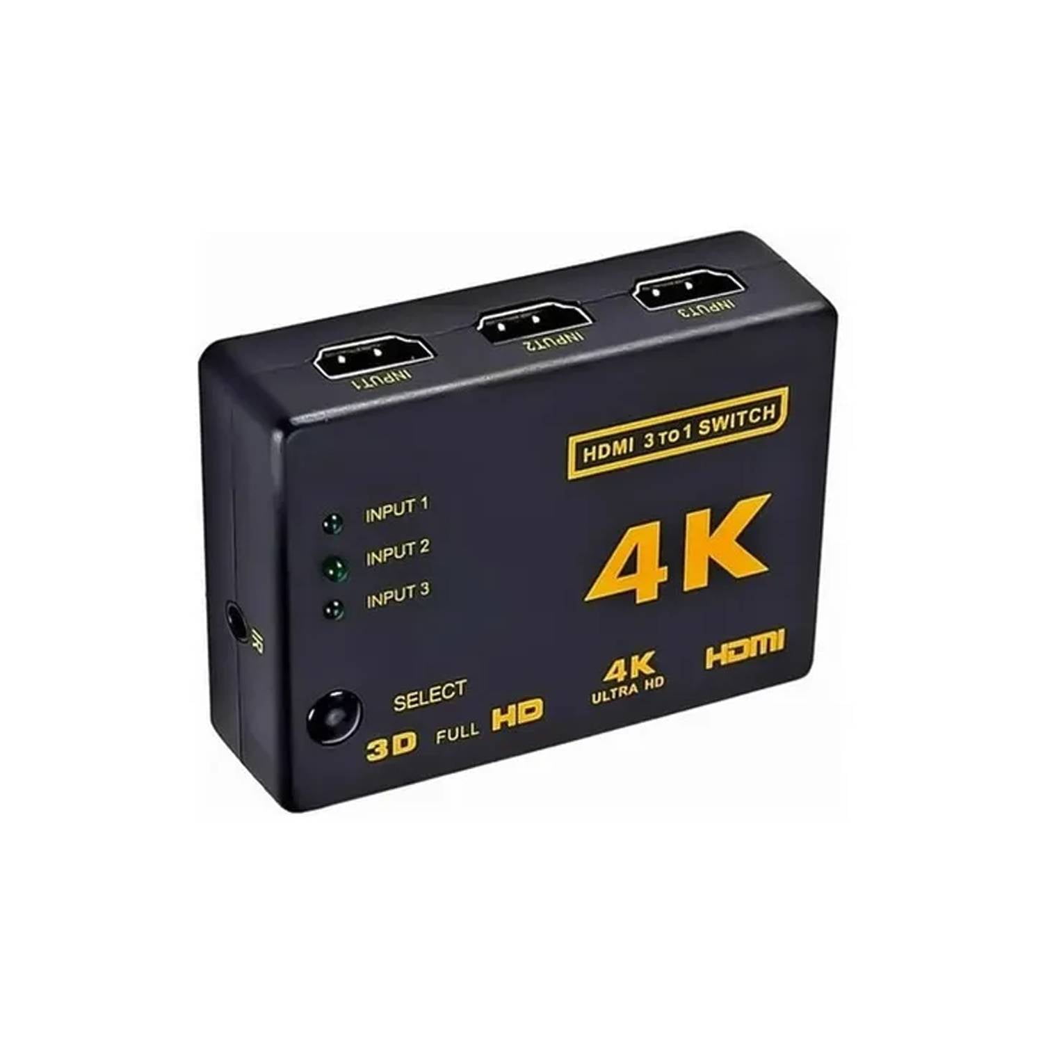 Genérico - Switch Hdmi 4k 3x1 Splitter Video Alta Calidad Controlremoto