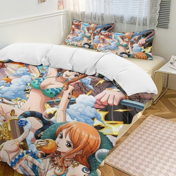 Nami Bed Duvet Cover Funny Anime Cartoon Bedding Sets Lightweight 3 Piece Comforter Sets