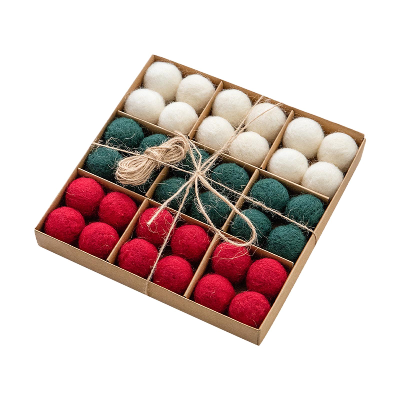Bothyi - 24 Piezas Bolas De Lana De Fieltro Navideña Cuentas De Lana De 3 Cm Para Guirnalda Navideña Diy Estilo E
