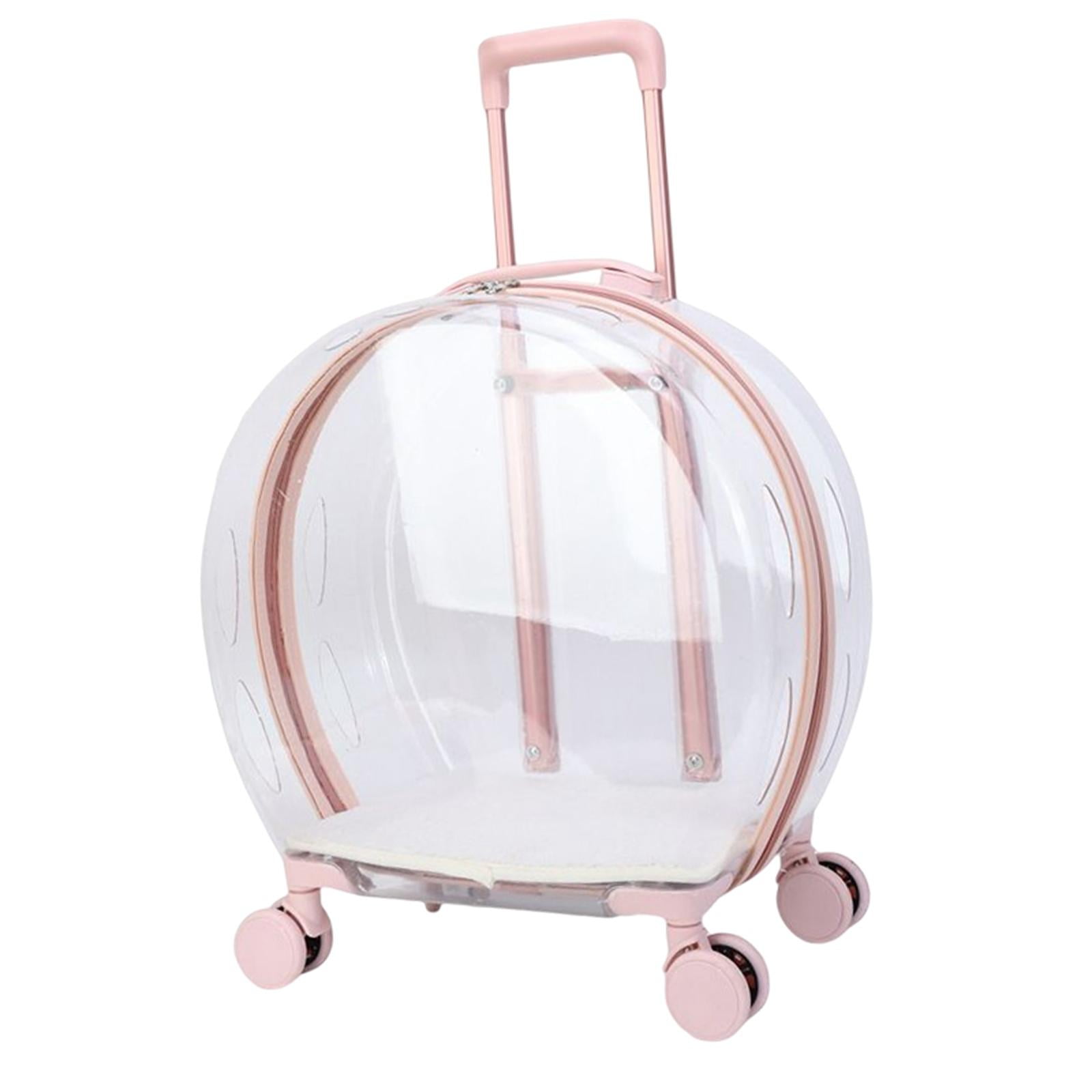 Magideal - Maleta Con Ruedas Para Mascotas, Caja De Burbujas Para Y Perros, Cápsula Ligera Con Rueda Silenciosa, Bolsa De Transporte , Rosa Brillante