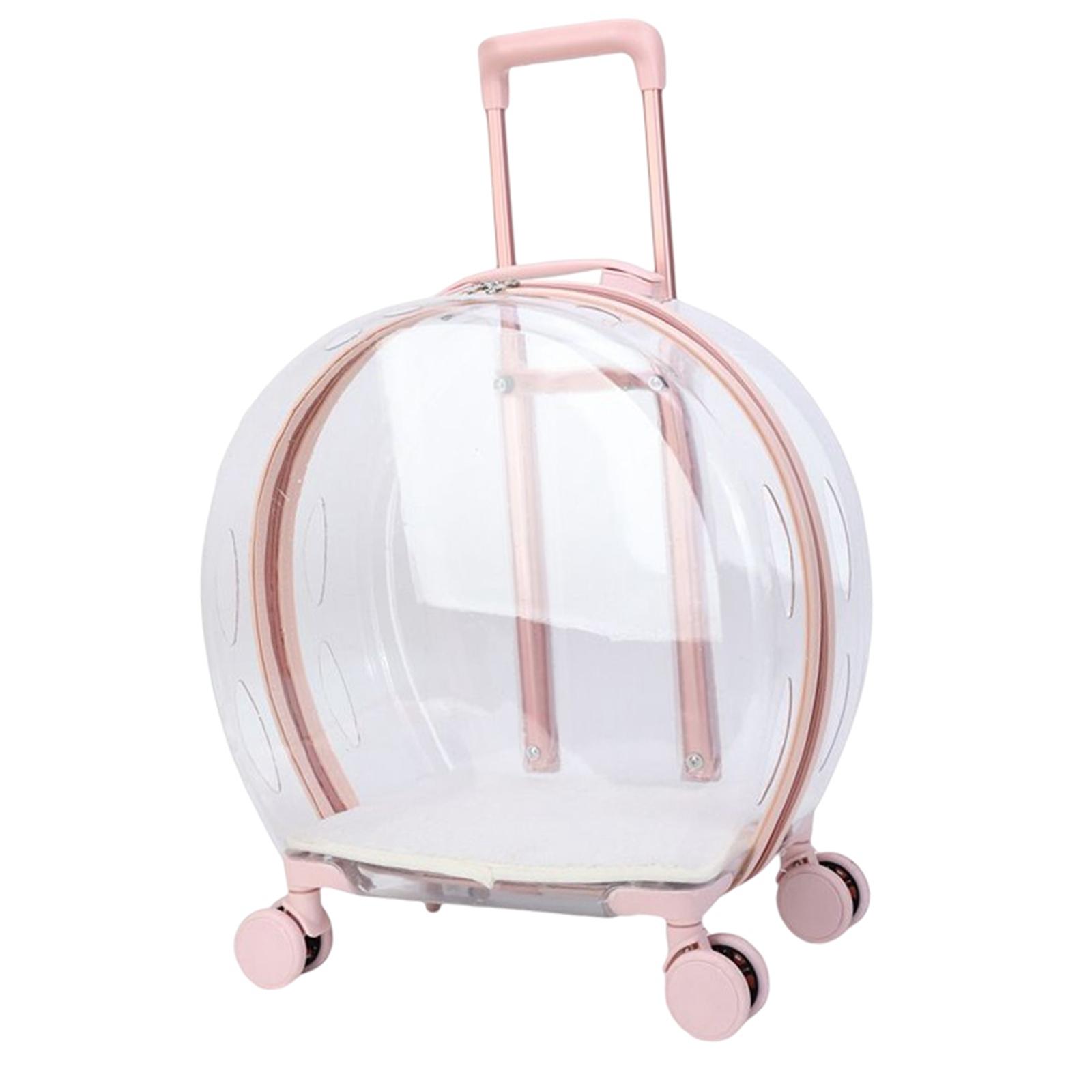 Magideal - Maleta Con Ruedas Para Mascotas, Caja De Burbujas Para Y Perros, Cápsula Ligera Con Rueda Silenciosa, Bolsa De Transporte , Rosa Brillante