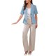 thumbnail image 2 of INSPIRE CHIC Blazer de algodón y lino de manga corta de verano para mujer, casual de negocios para oficina y uso casual M Azul claro, 2 of 6