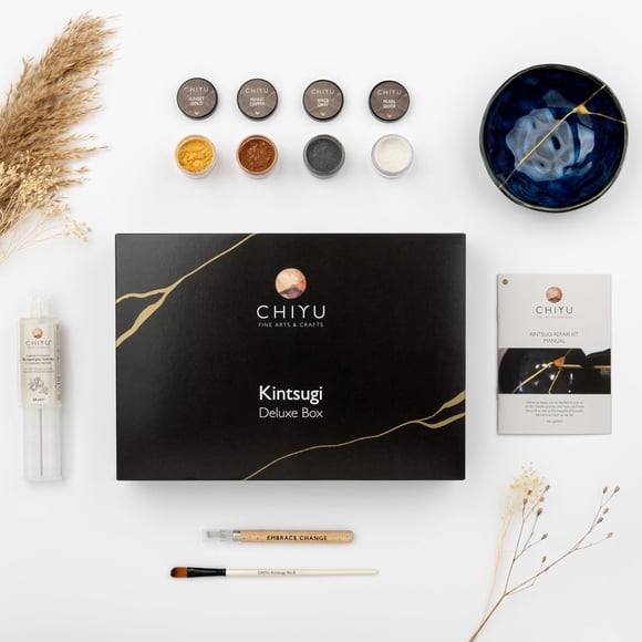 Kit de reparación Kintsugi CHIYU Deluxe Box dorado, plateado y cobrizo