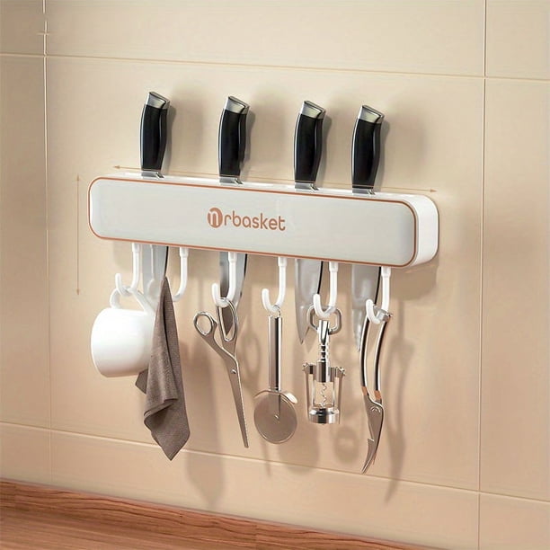 1pc Knife Holder, Wall-mounted Household Utensils Rack, Knife Holder, Knife Hook, Integrated Storage Rack, Multi-functional Kitchen Knife Storage Rack, Kitchen Accessories