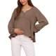 thumbnail image 1 of INSPIRE CHIC Blusa de maternidad para mujer, tops altos y bajos, cuello en V, babydoll, botón, manga larga, linterna, plisada, fruncida, volantes, embarazo, M marrón, 1 of 6
