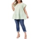 thumbnail image 2 of Agnes Orinda Blusa de Mujer Talla Grande Estilo Años 50 Cuello Redondo Mangas Cortas Acampanadas Blusa de Verano Babydoll Talla 4X Verde, 2 of 6