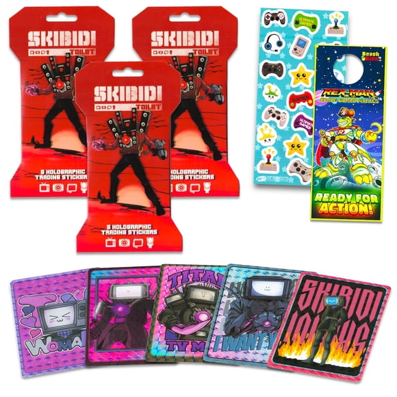 Juego de pegatinas holográficas para inodoro Skibidi, 3 paquetes con paquetes de persianas