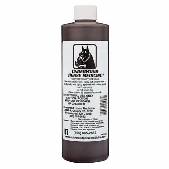 Solución para el cuidado de heridas Underwood Horse Medicine, recarga de 500 ml