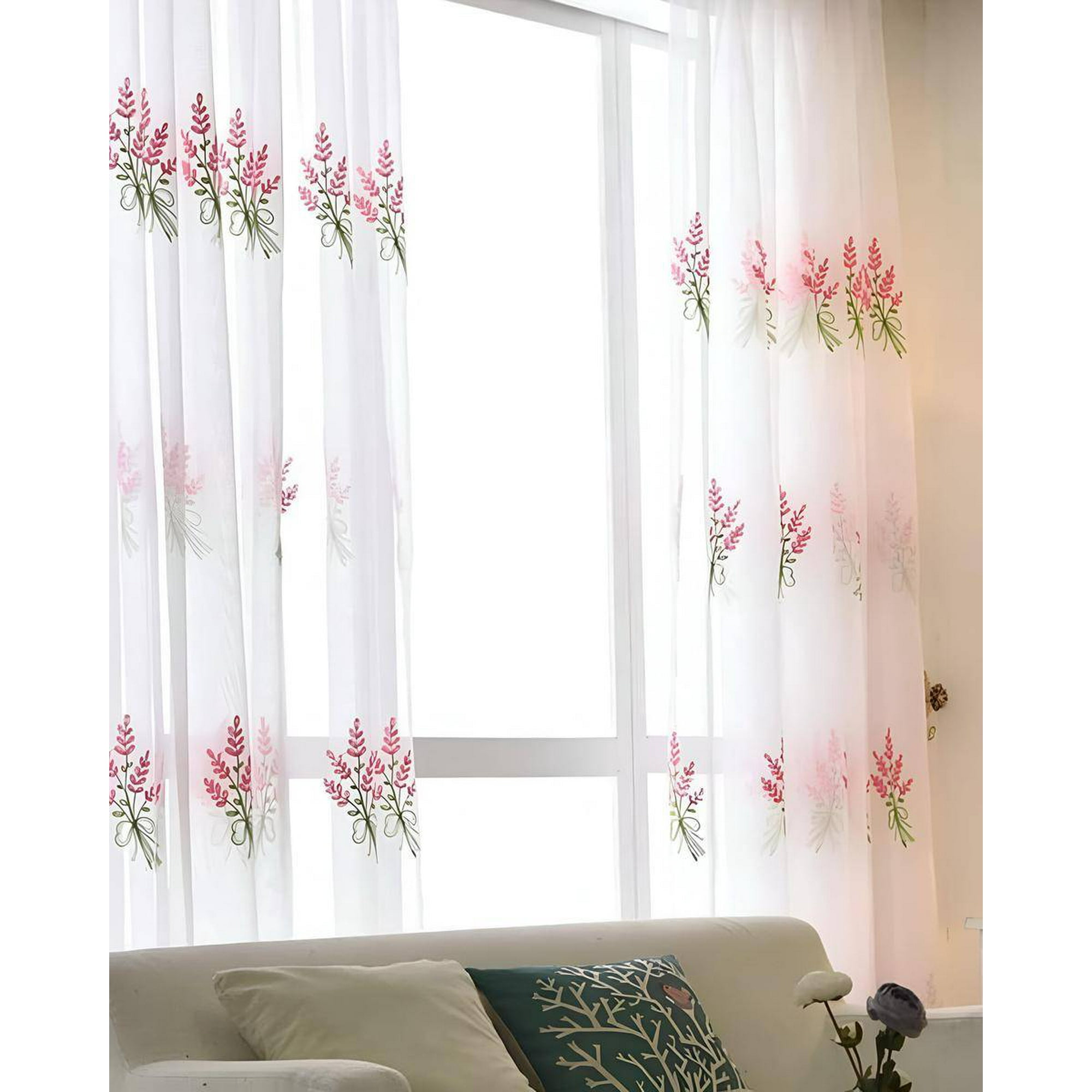 Genérico - 2 Panel De Cortina Visillo Transparente Con Textura 140x230cm